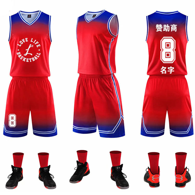 Gradient Basketball Uniforme Sportuaire Costume Enfants Adult Sweat Absorbent Basketball Uniforme