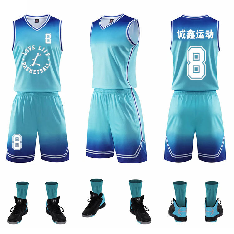 Gradient Basketball Uniforme Sportuaire Costume Enfants Adult Sweat Absorbent Basketball Uniforme