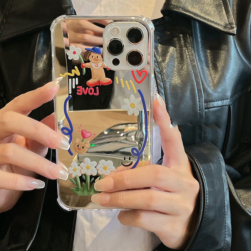 Ins Goggles Cartoon Puppy Coque de téléphone portable Femelle All-Inclusive Shatter-Resistant Couverture