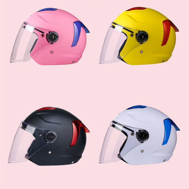 Casque de vélo électrique à deux miroirs Hommes et femmes Chaud et froid Hiver Cap Batterie C