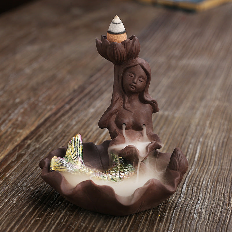 Produit Purple Sand Backflow Smoke Aromatherapy Poêle Creative Sirmaid Bath Tower Cigarett