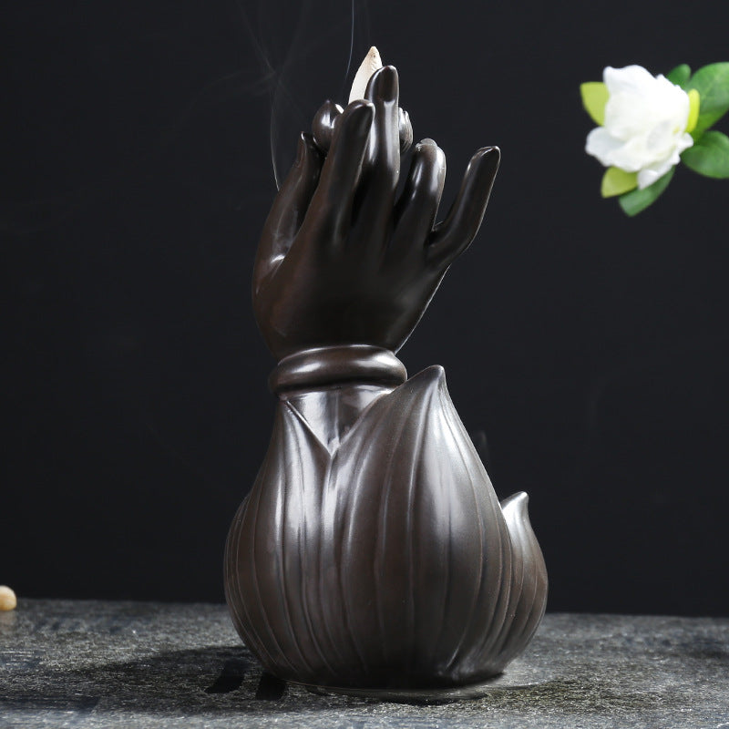 Lotus Bergamot Encens d'Encens Brûleur Créatif ornements Guanyin Tathagata Encens céramique