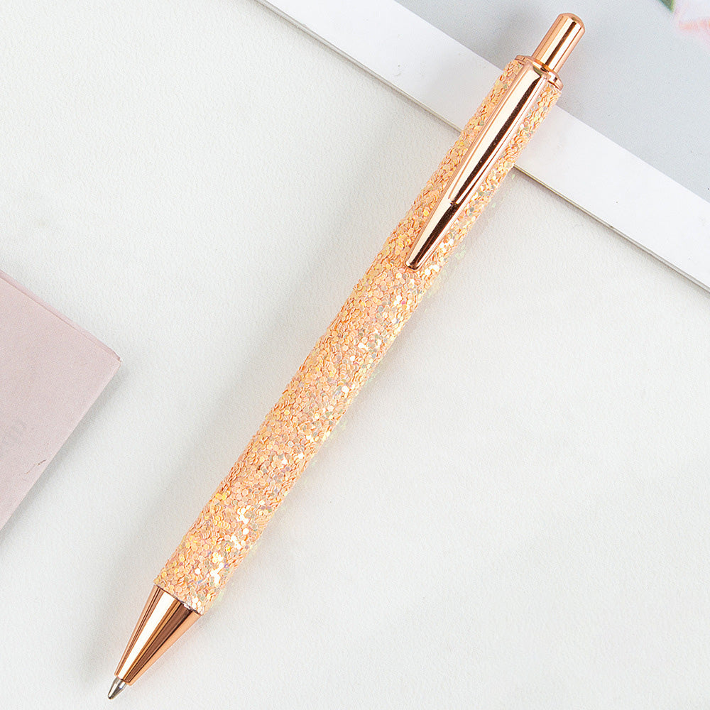 Ins Metal Pen Pu Bag Diamond Pen Sequin Presse Stylo personnalisé multi-couleur Presse Ballpoint P