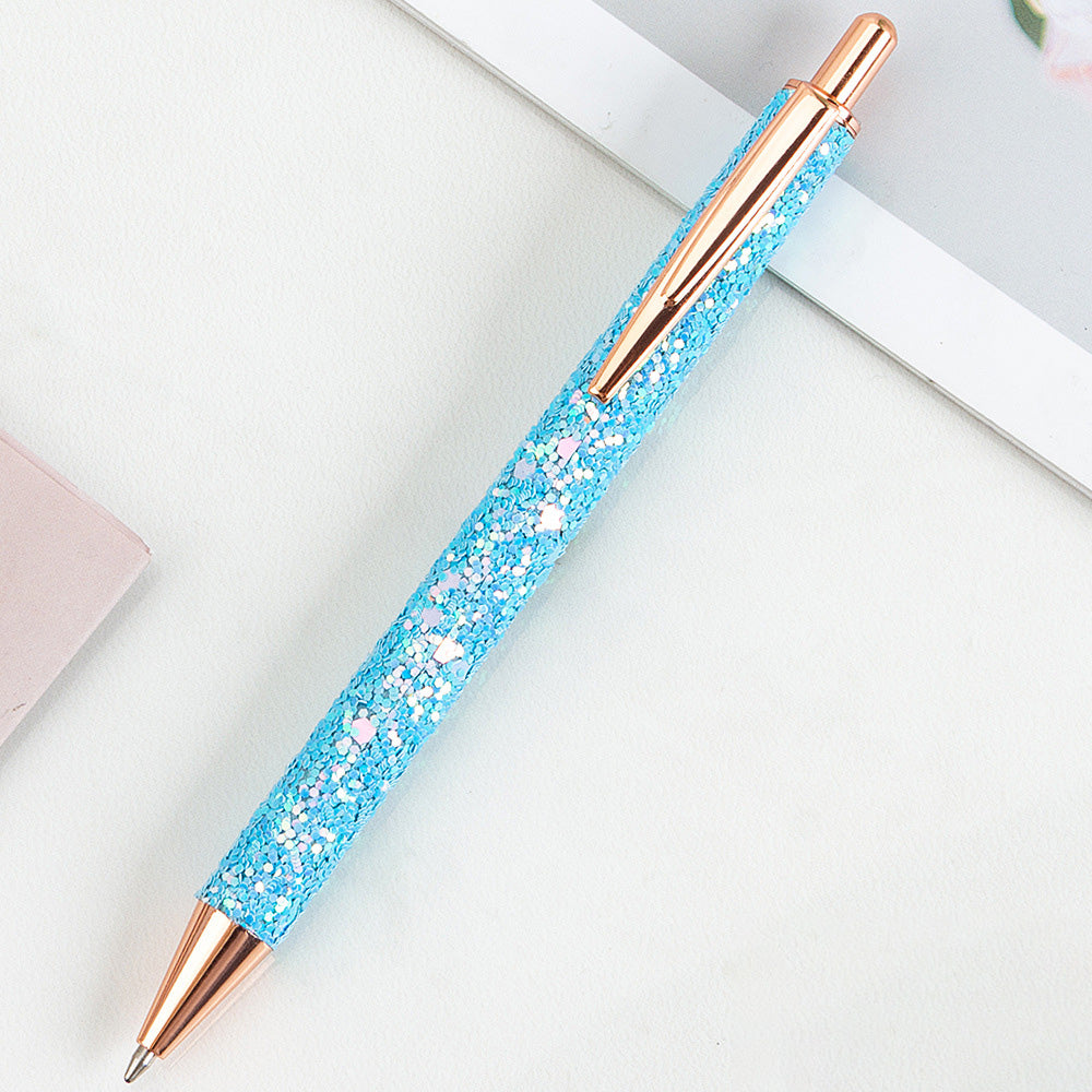 Ins Metal Pen Pu Bag Diamond Pen Sequin Presse Stylo personnalisé multi-couleur Presse Ballpoint P