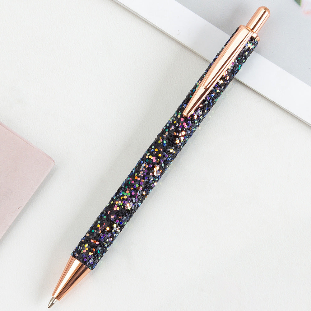 Ins Metal Pen Pu Bag Diamond Pen Sequin Presse Stylo personnalisé multi-couleur Presse Ballpoint P