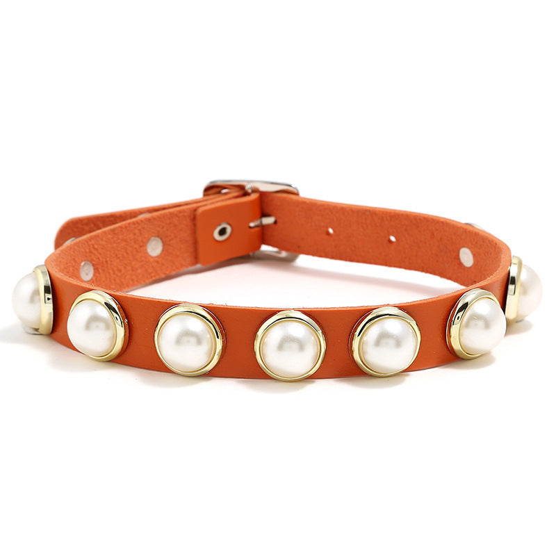 Collier en cuir Choker pour les femmes chaîne gothique punk