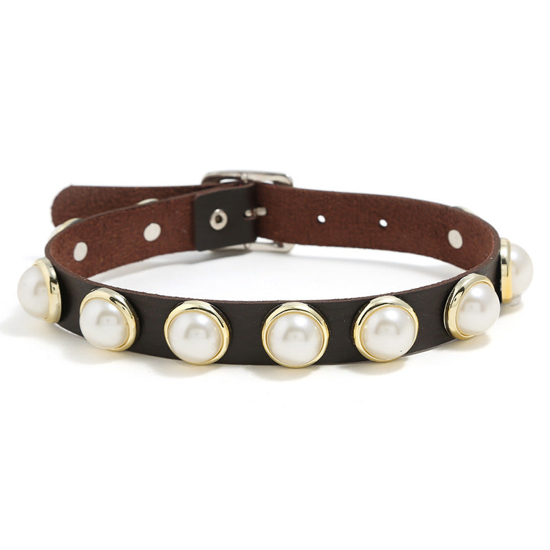 Collier en cuir Choker pour les femmes chaîne gothique punk