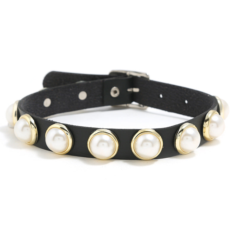 Collier en cuir Choker pour les femmes chaîne gothique punk