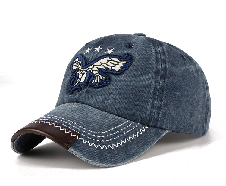 Vieille Cowboy lavé Casquette de baseball Brodée Casual Curvetail