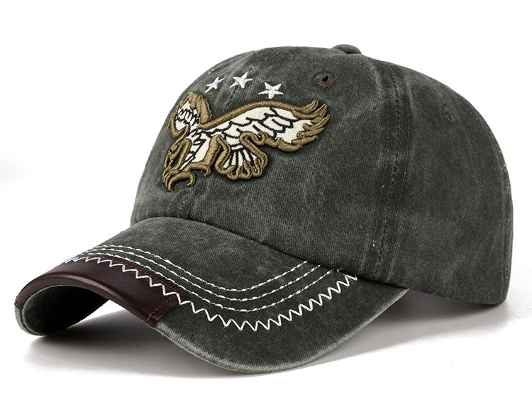 Vieille Cowboy lavé Casquette de baseball Brodée Casual Curvetail