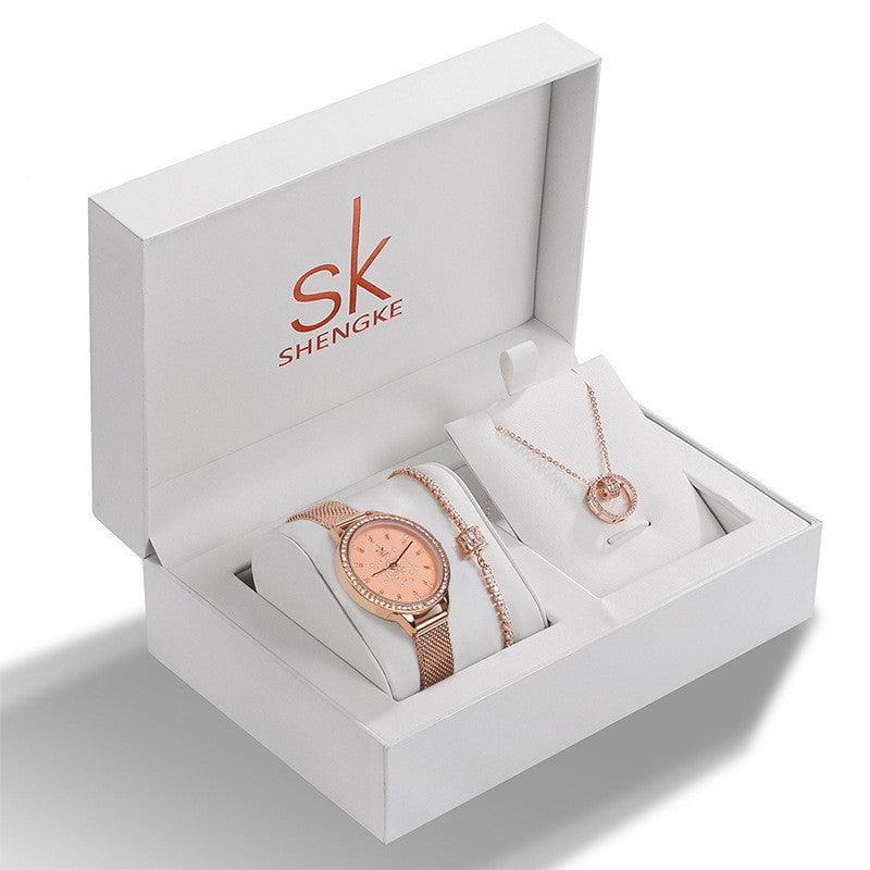 Ladies Set Strass Bijoux Bracelet Collier Montre Memorial