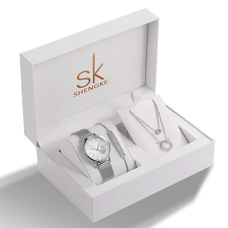 Ladies Set Strass Bijoux Bracelet Collier Montre Memorial
