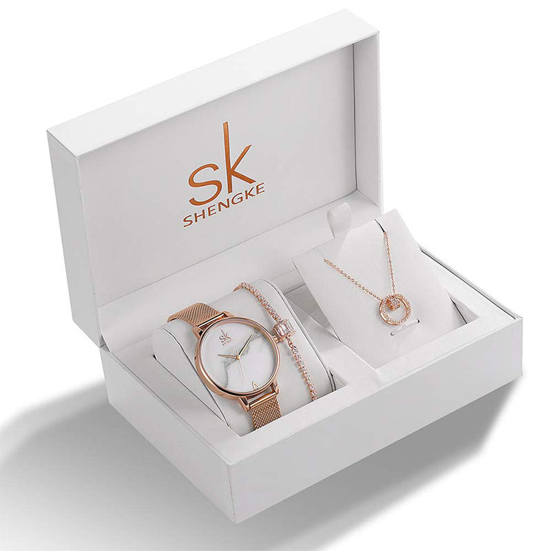 Ladies Set Strass Bijoux Bracelet Collier Montre Memorial