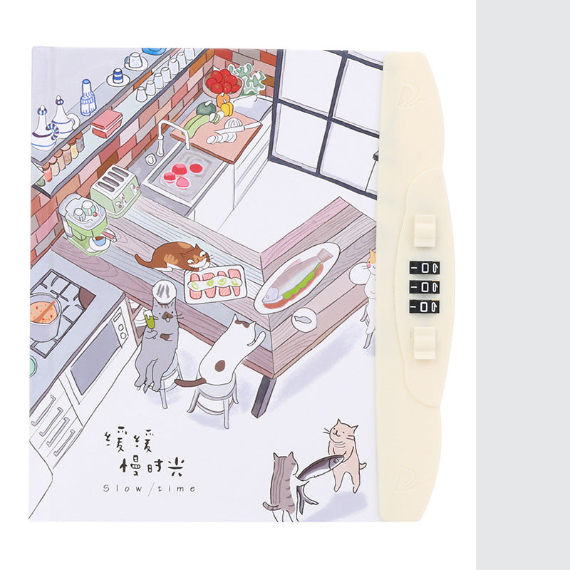 Livre de code pour enfants avec carnet de notes de verrouillage Cartoon Student Cartoon Book Version coréenne Petit Et