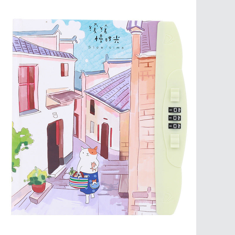 Livre de code pour enfants avec carnet de notes de verrouillage Cartoon Student Cartoon Book Version coréenne Petit Et