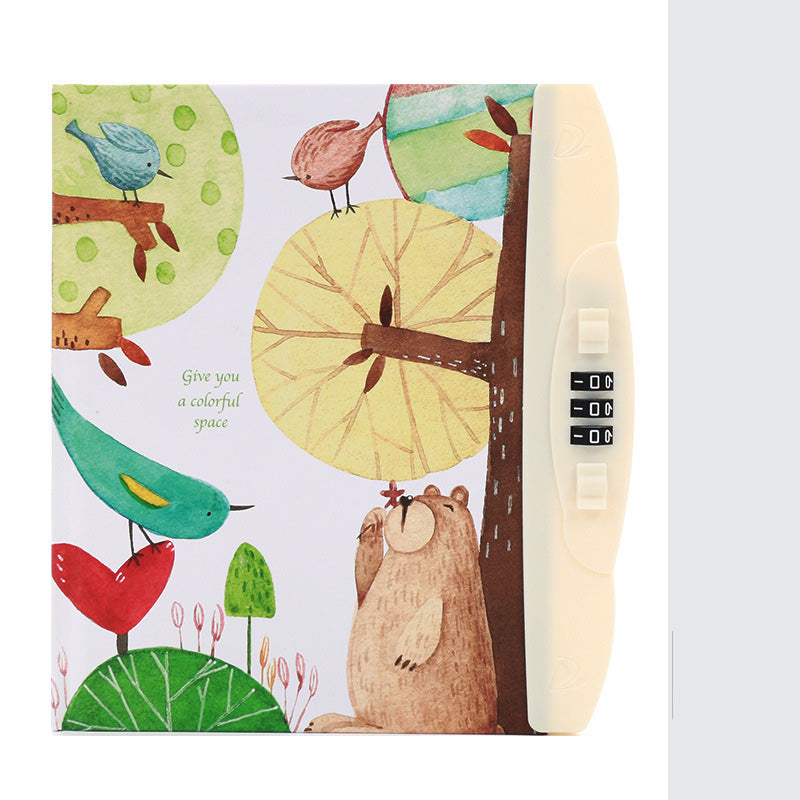 Livre de code pour enfants avec carnet de notes de verrouillage Cartoon Student Cartoon Book Version coréenne Petit Et