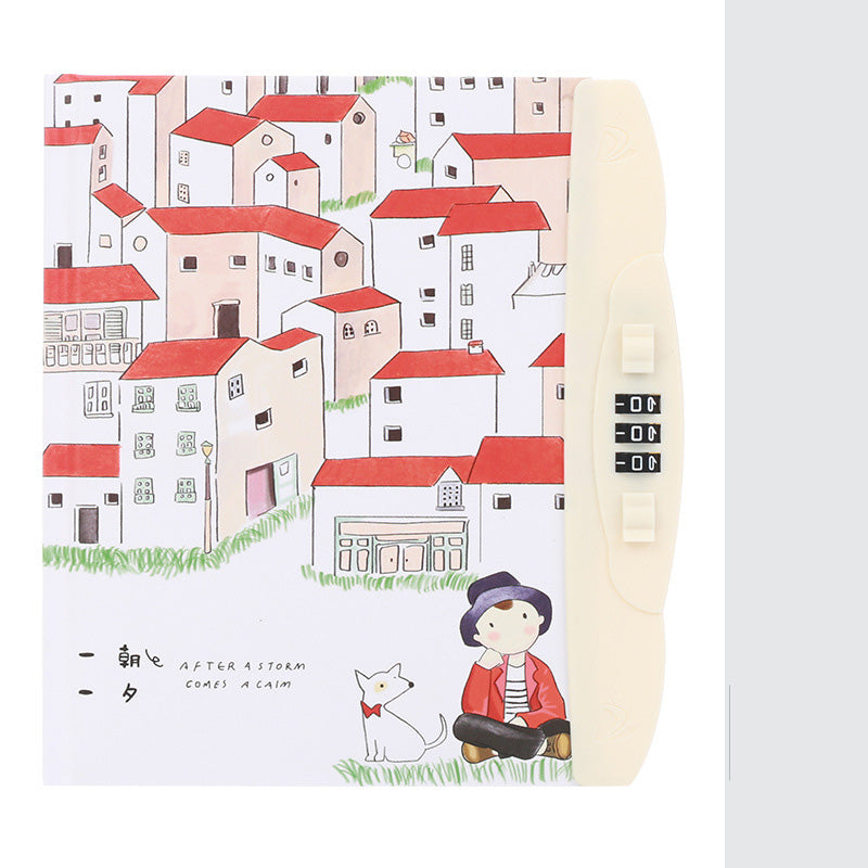 Livre de code pour enfants avec carnet de notes de verrouillage Cartoon Student Cartoon Book Version coréenne Petit Et