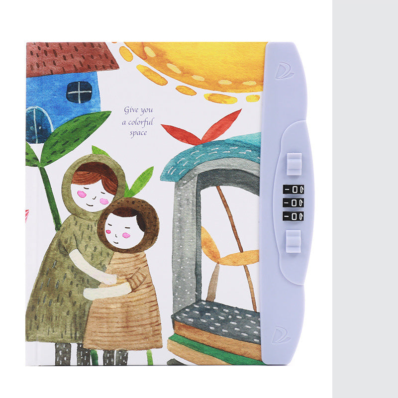 Livre de code pour enfants avec carnet de notes de verrouillage Cartoon Student Cartoon Book Version coréenne Petit Et