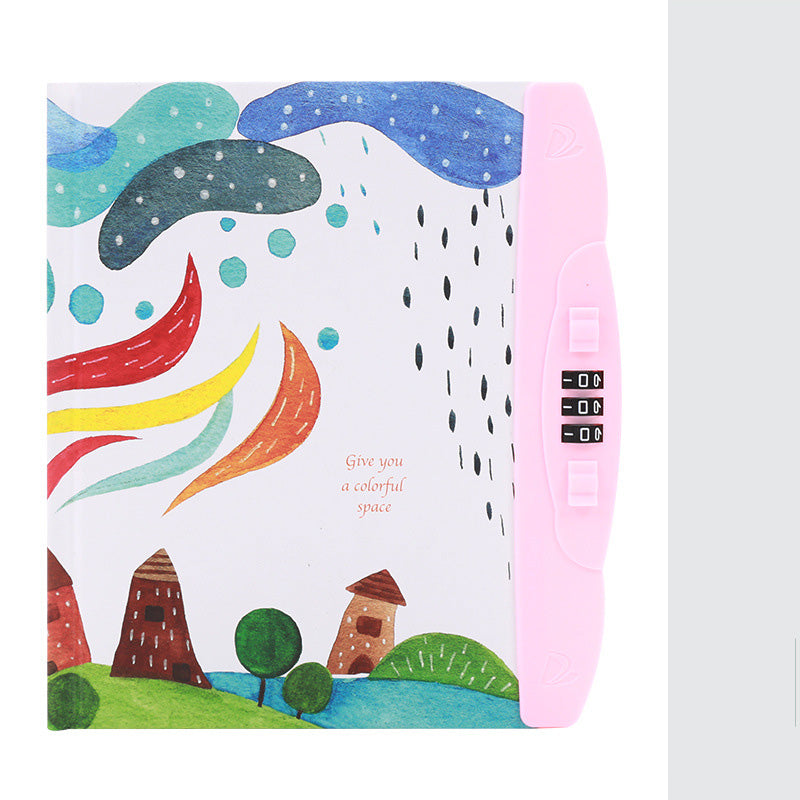 Livre de code pour enfants avec carnet de notes de verrouillage Cartoon Student Cartoon Book Version coréenne Petit Et