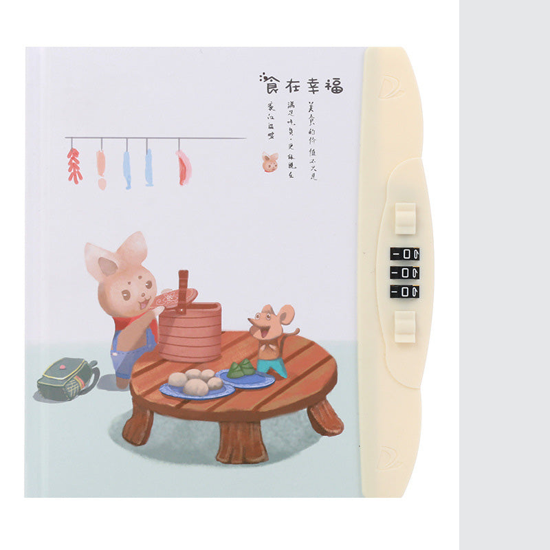 Livre de code pour enfants avec carnet de notes de verrouillage Cartoon Student Cartoon Book Version coréenne Petit Et