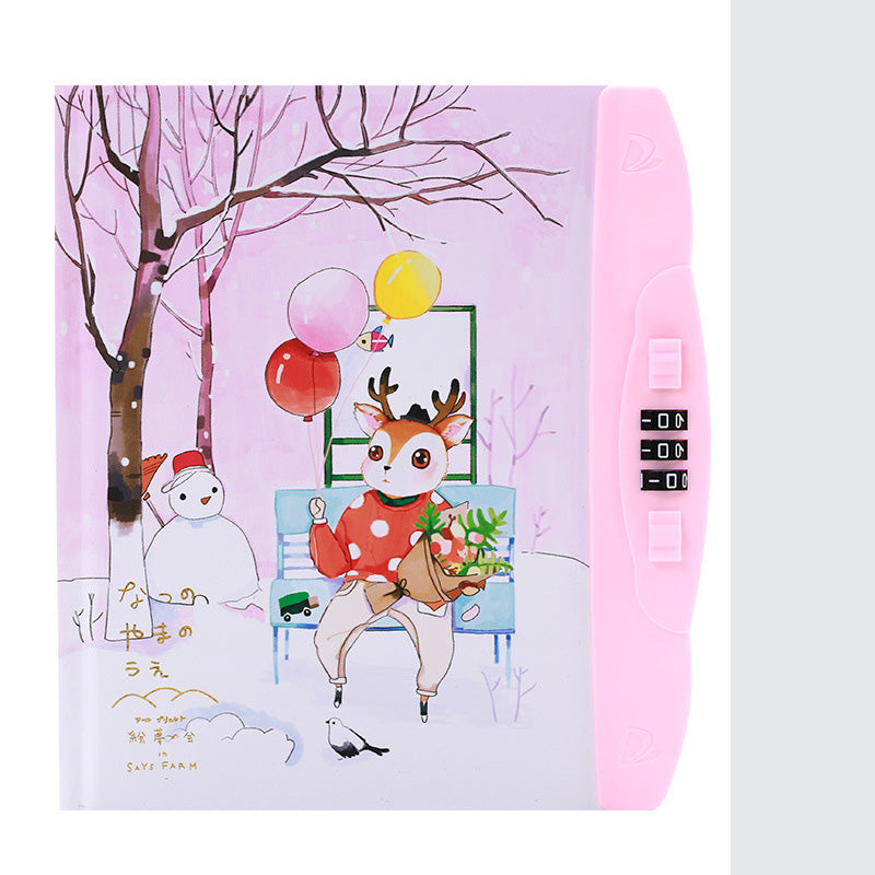 Livre de code pour enfants avec carnet de notes de verrouillage Cartoon Student Cartoon Book Version coréenne Petit Et