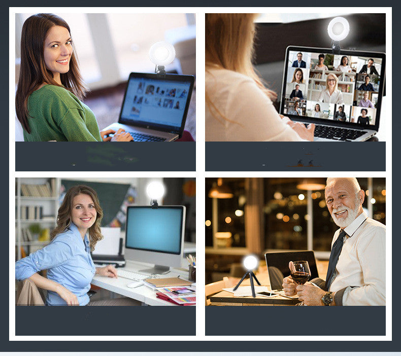 Vidéo Conférence 4 pouces Fill Light Computer Live Photography Light LED Selfie Light USB Po