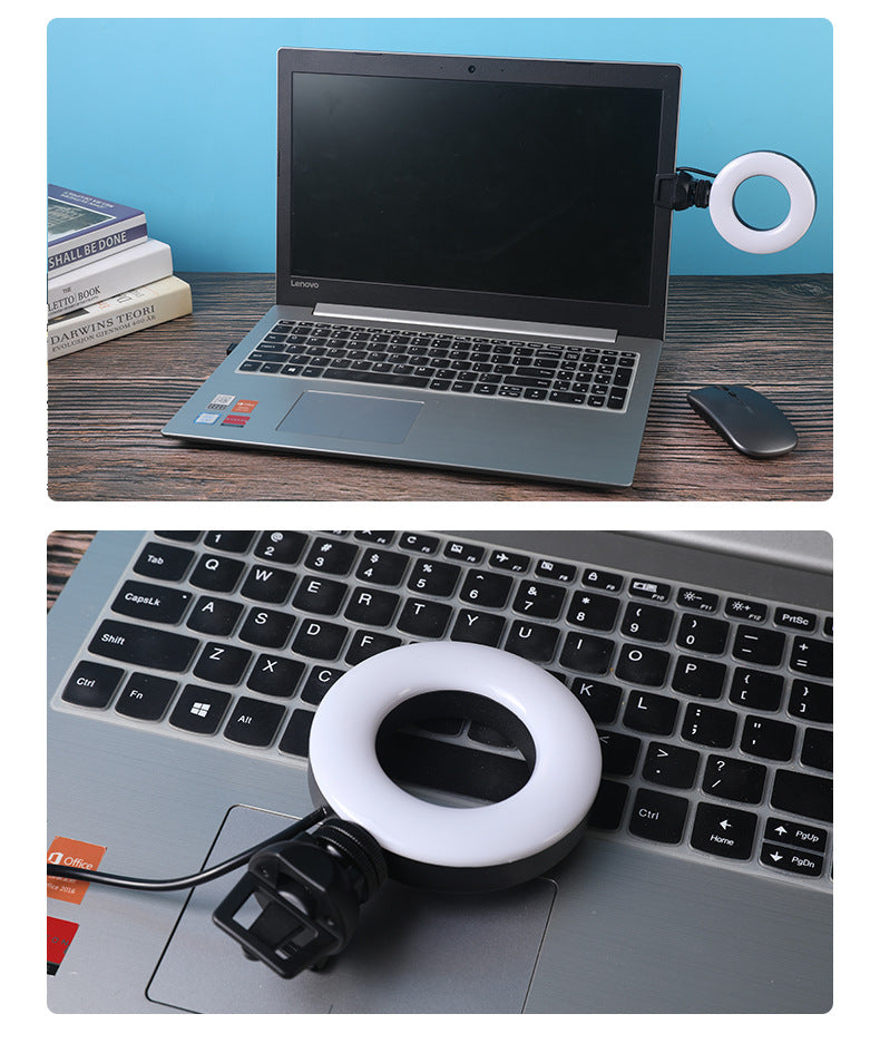 Vidéo Conférence 4 pouces Fill Light Computer Live Photography Light LED Selfie Light USB Po