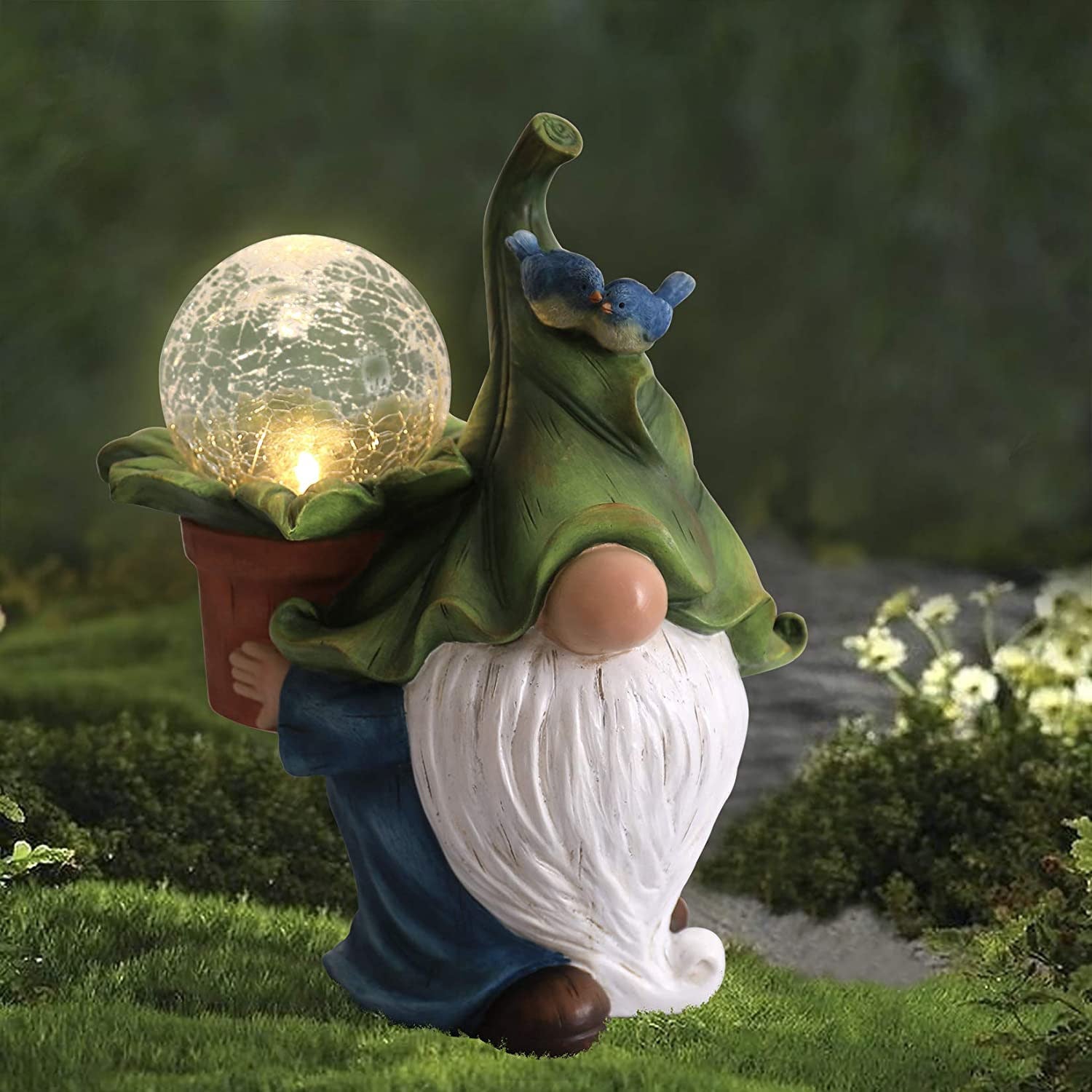 Méditation Nains Statue American Country Solaire Lumineux Nains Fées Ornements Jardin pelouse