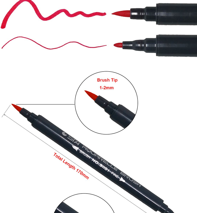 STA 80 Couleurs Set encre à base d'eau Stylos de marquage à l'encre Twin Tip stylo de marquage à la brosse fine pour Gr