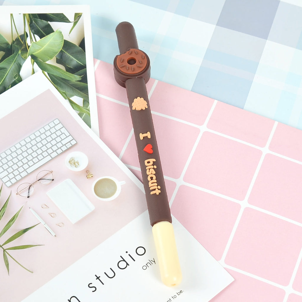 Coréen Soft Gel Stick chocolat tube d'aiguille parfumé Gel stylo stylo encre noire signature