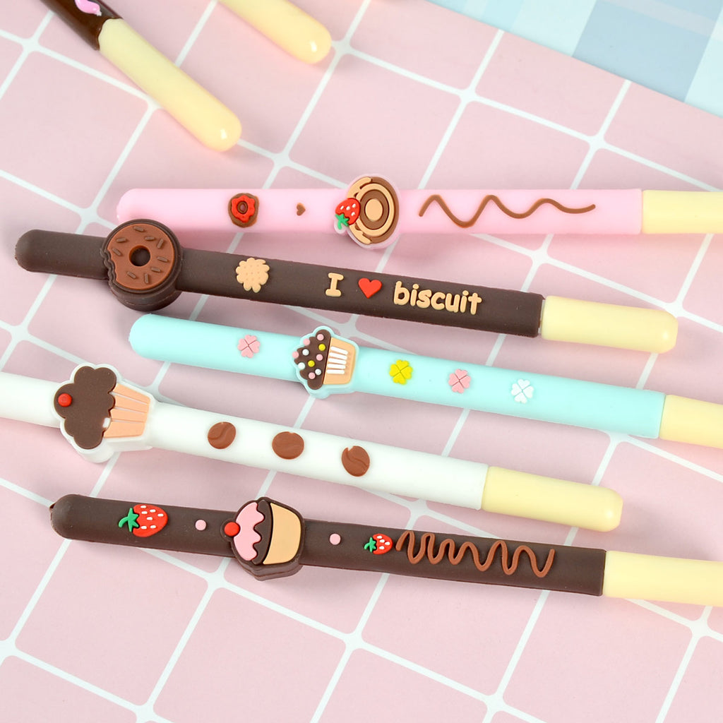 Coréen Soft Gel Stick chocolat tube d'aiguille parfumé Gel stylo stylo encre noire signature