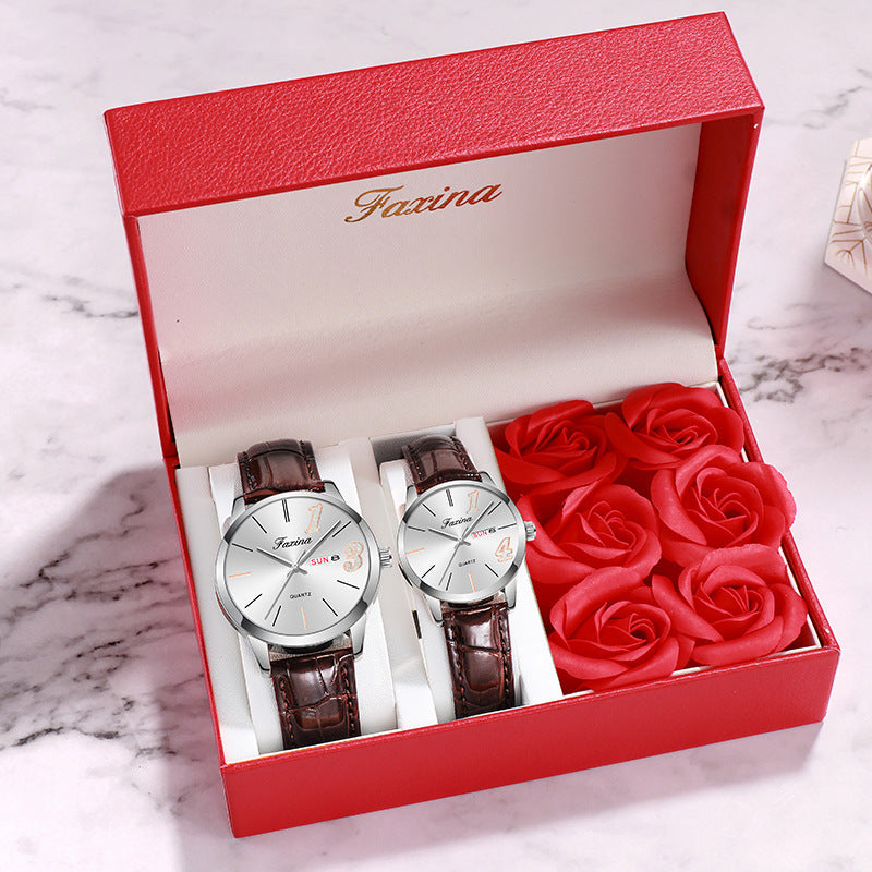 Fasina modèles de couple pour la vie 1314 simple montre féminine homme Saint Valentin jeu de montre cadeau