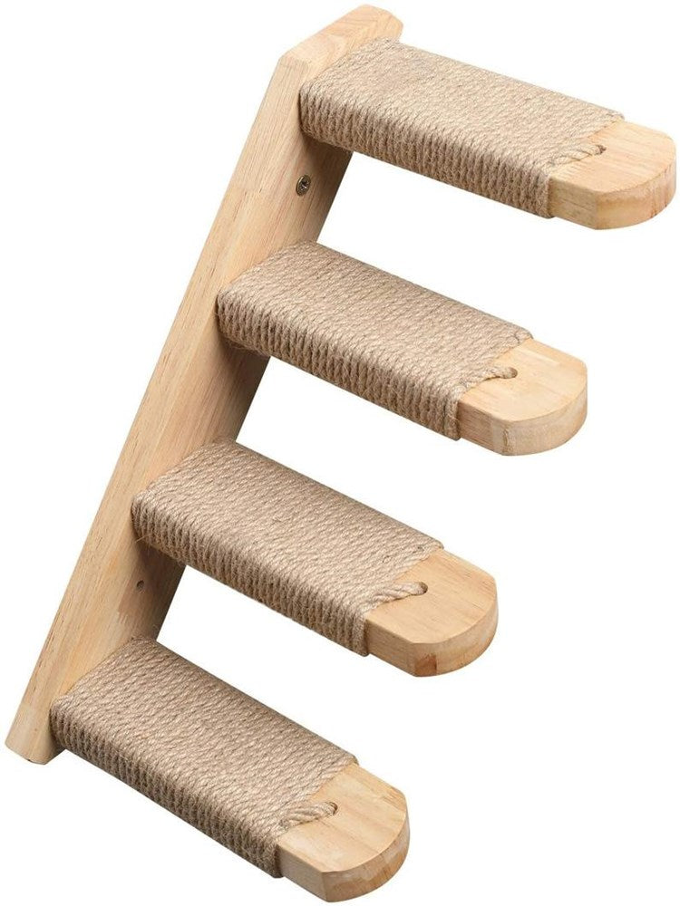 Chat mur suspendu en bois d'échelle Pine Springboard Stairs Cat Toy Multi-couche
