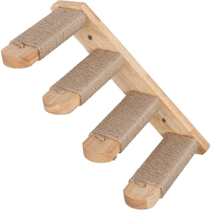 Chat mur suspendu en bois d'échelle Pine Springboard Stairs Cat Toy Multi-couche