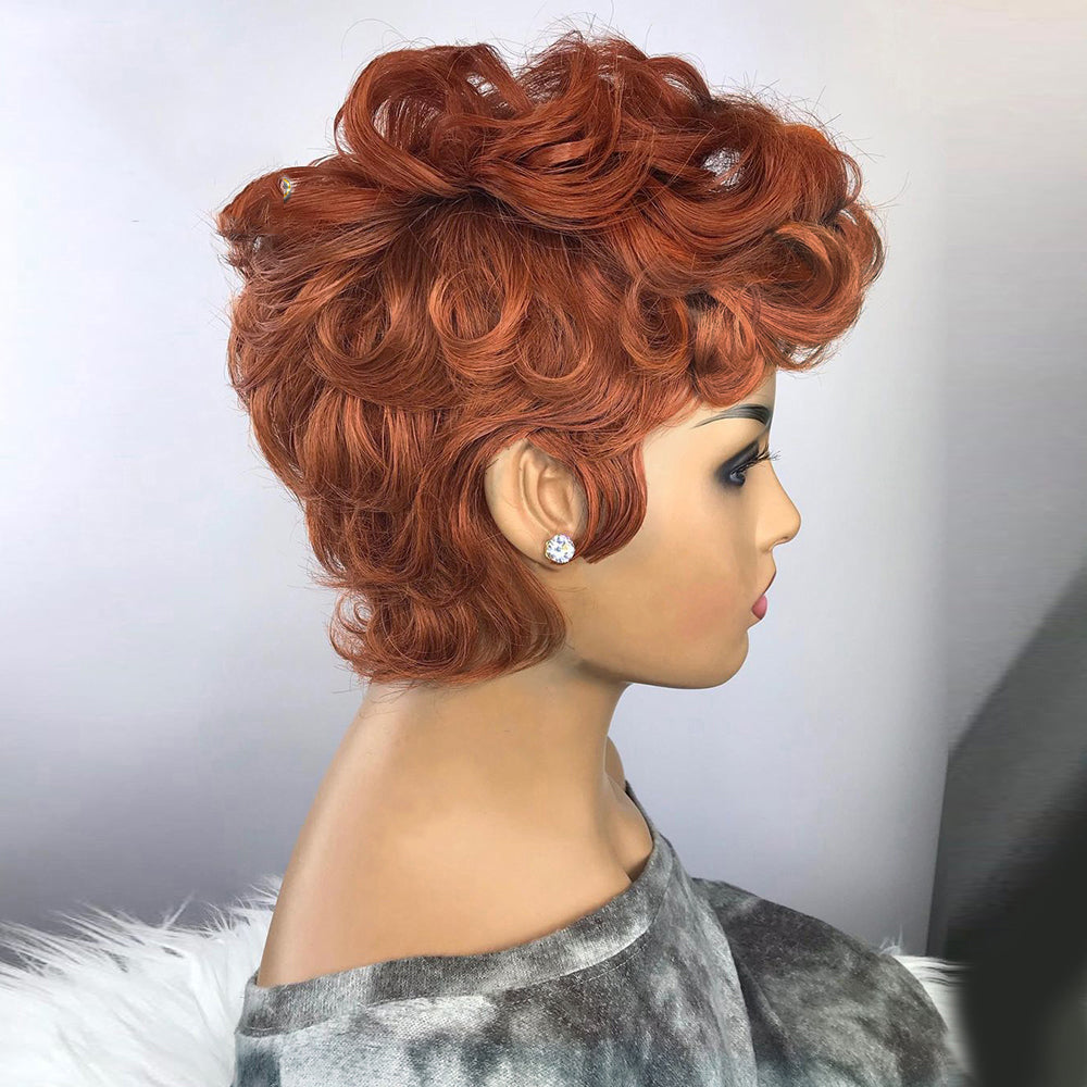 Couvercle de cheveux bouclés courte orange