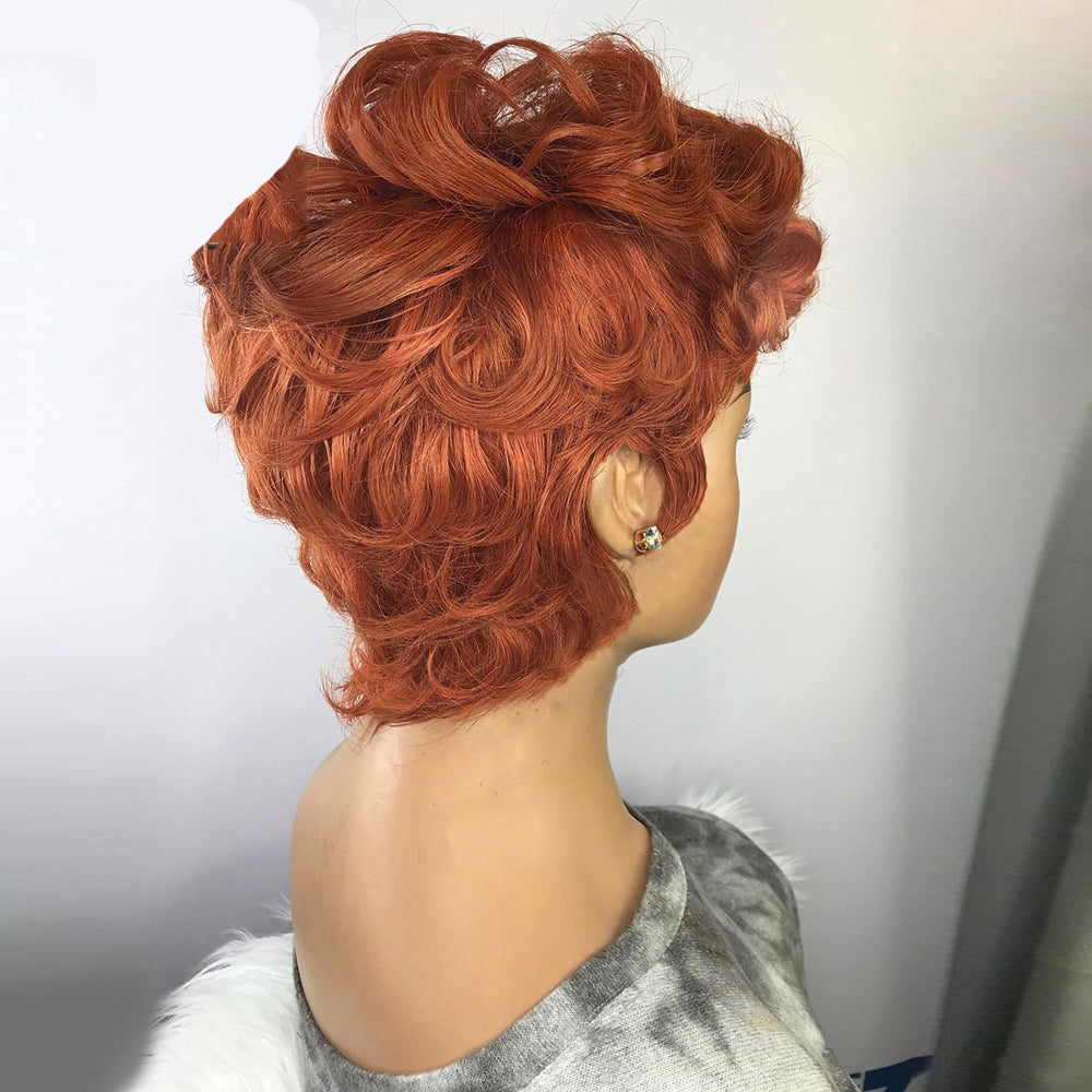 Couvercle de cheveux bouclés courte orange