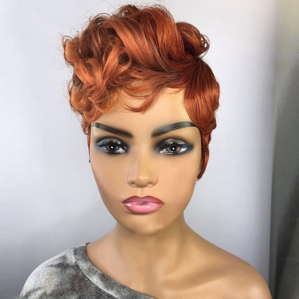 Couvercle de cheveux bouclés courte orange