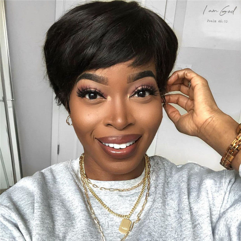Style Wig Européen et Américains femmes cheveux courts naturel noir brun chimique cheveux fibre