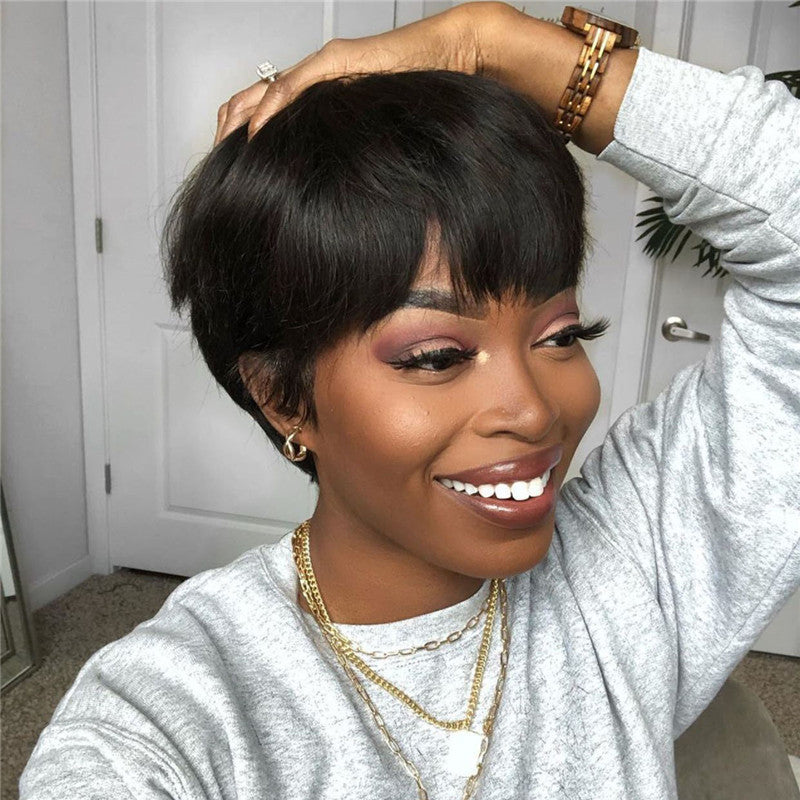 Style Wig Européen et Américains femmes cheveux courts naturel noir brun chimique cheveux fibre