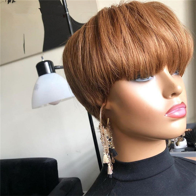 Style Wig Européen et Américains femmes cheveux courts naturel noir brun chimique cheveux fibre