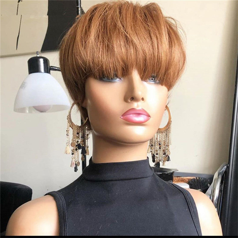 Style Wig Européen et Américains femmes cheveux courts naturel noir brun chimique cheveux fibre