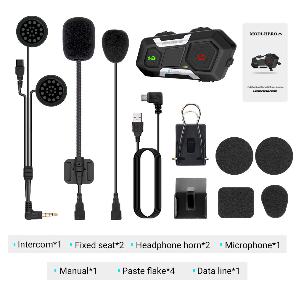 Casque HEROBIKER Motorcycle Intercom Casque étanche Haut-parleur Interphone Moto Hea