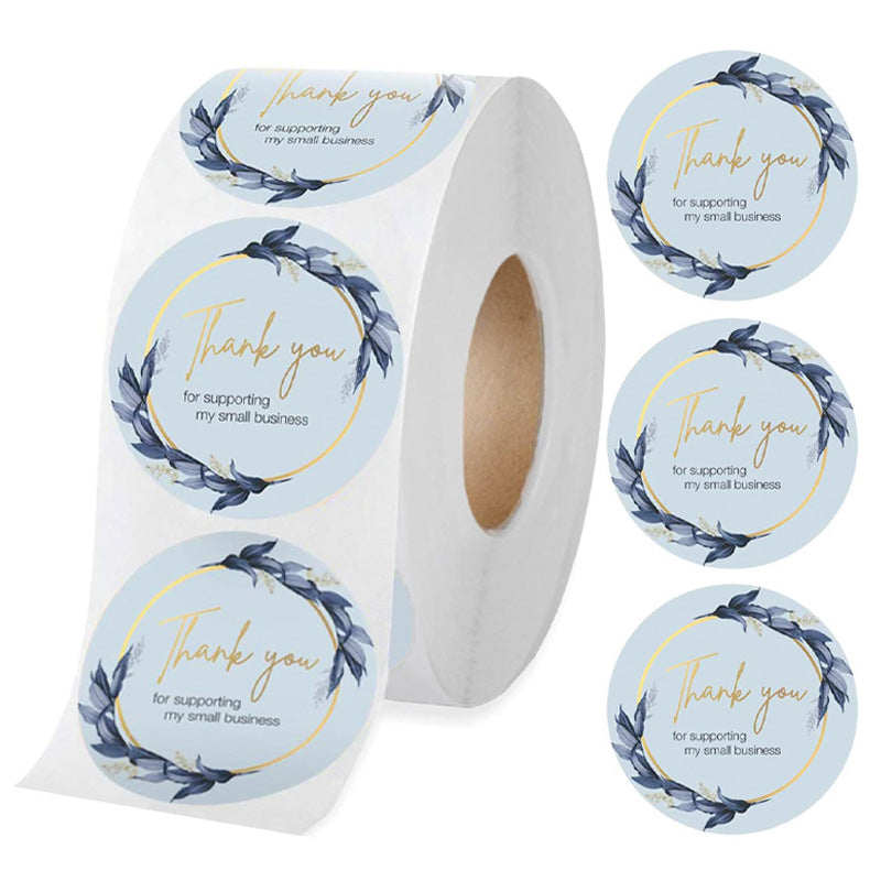 Thank You Stickers for Small Business 500 Pcs 1.5" Circle Blue Flower Bunch Decorative Seal