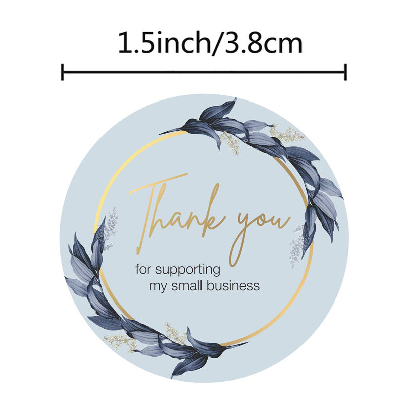 Thank You Stickers for Small Business 500 Pcs 1.5" Circle Blue Flower Bunch Decorative Seal