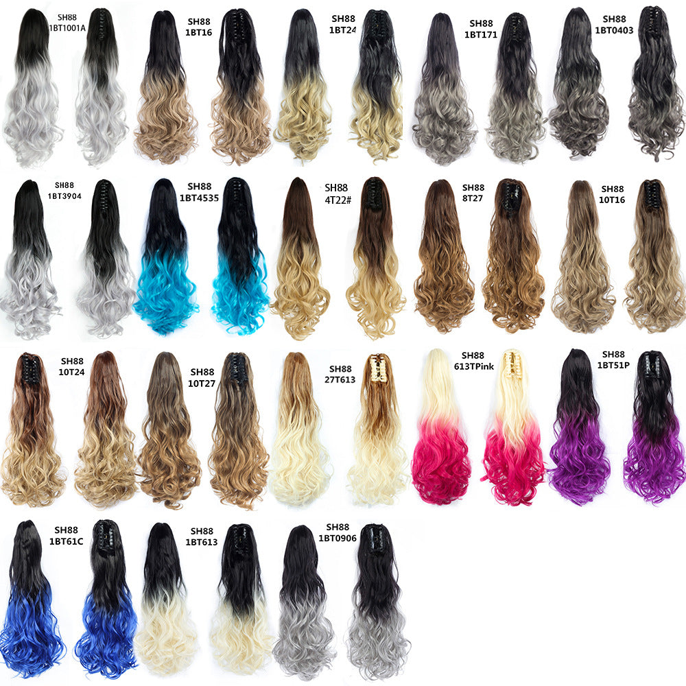 Extensions de cheveux Clip-On Ombre Poneytail Claw Synthétique-Hair Wavy Soowee