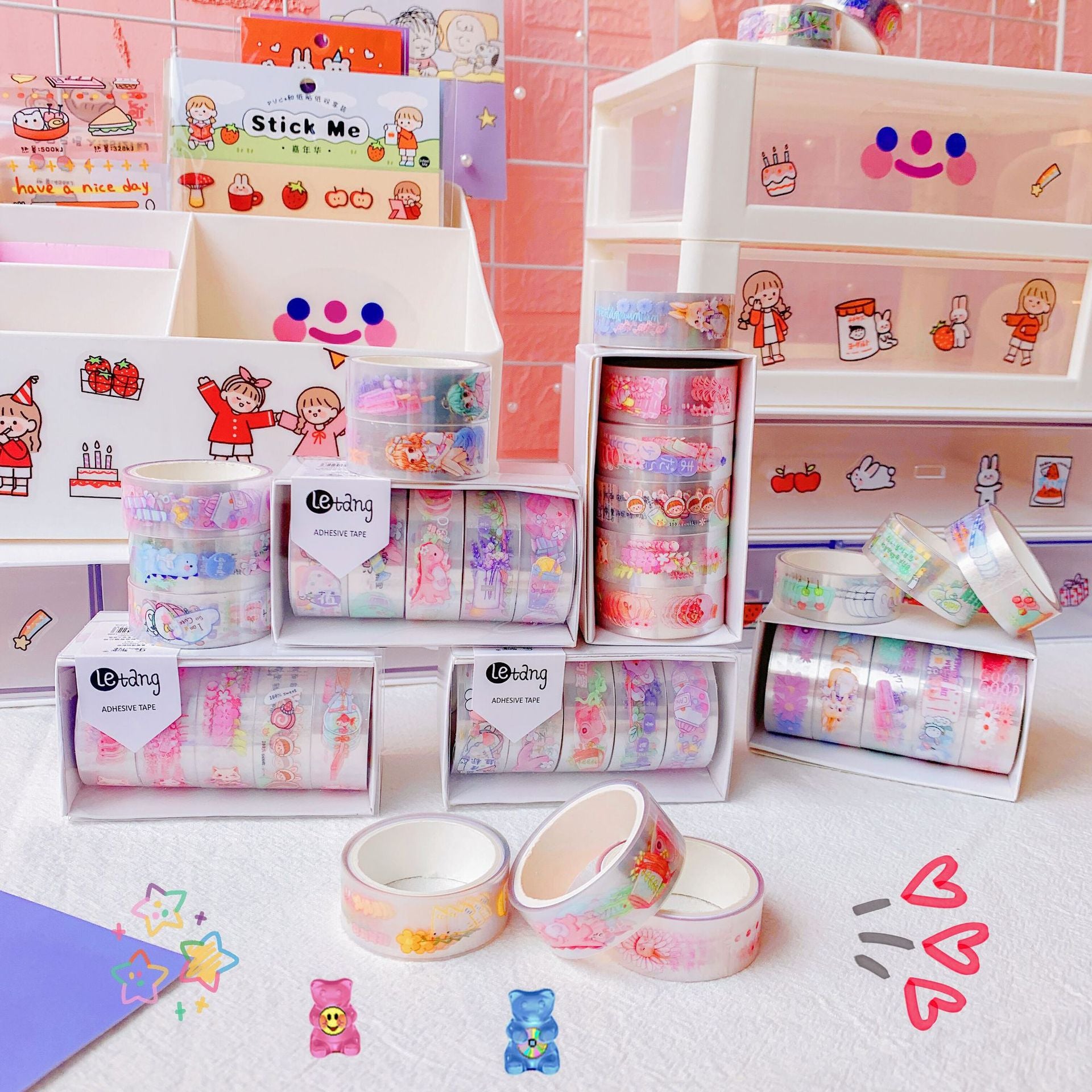 Compte de main créatif et bande de papier Cartoon Esthétique College Style Diy