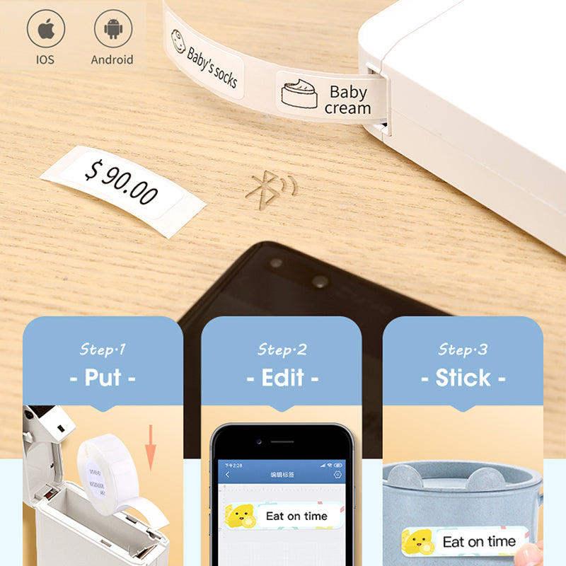 Imprimante d'étiquette Accueil Sticker thermosensible Imprimante Portable Bluetooth Small