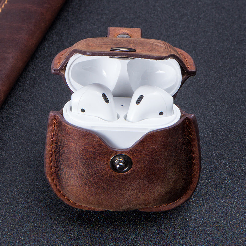 Boîtier en cuir porte-clés Portable Earphone