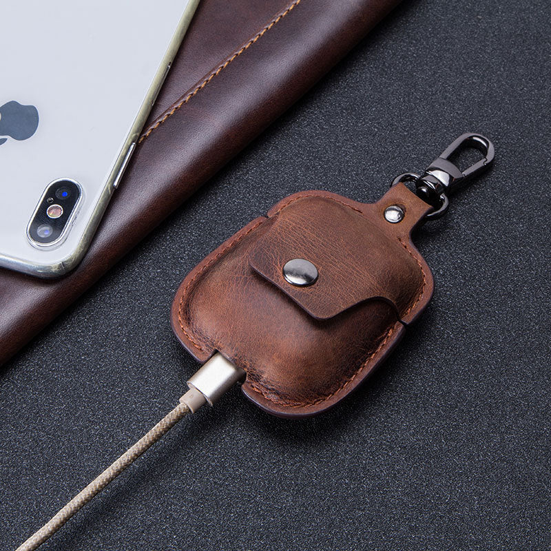 Boîtier en cuir porte-clés Portable Earphone