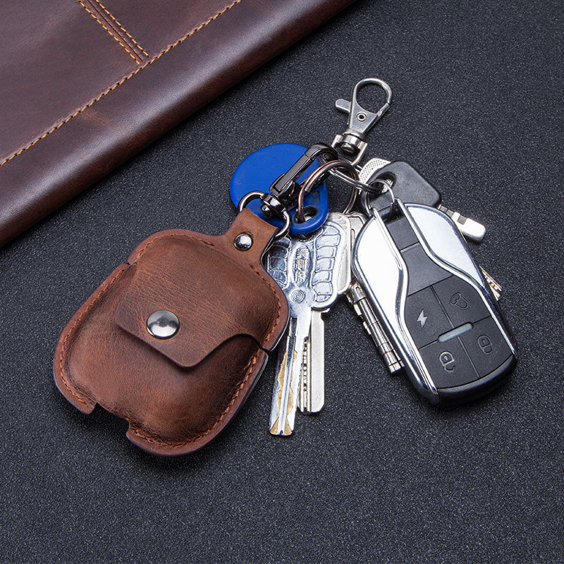 Boîtier en cuir porte-clés Portable Earphone